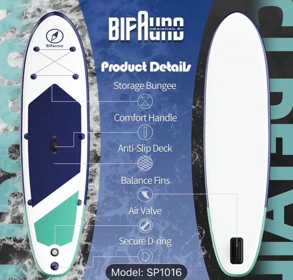 Blufinno Inflatable Paddle Board 350lbs Capacity Model SP1016 - Image 3 of 4