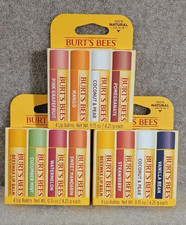 NEW Burt's Bees Natural Beeswax Lip Balms 4 Pack 3 12 sticks Total Variety 2