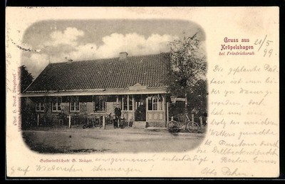 AK Kröpelshagen bei Friedrichsruh, Partie an der Gastwirtschaft G. Krüger 1899 