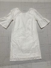 J. Crew Women's White Bell Short Sleeve Crew Neck Lace Dress Lined Size 0