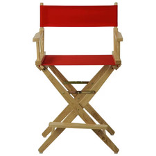24 In. Extra-Wide Natural Frame/ Red Canvas New, Solid Wood Folding Chair Set o