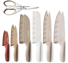 Astercook Knife Set, 13 Pieces Kitchen Knives Set with Healthy Anti-Rust Coating