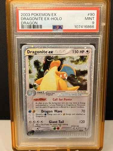 2003 POKEMON EX DRAGON #90 DRAGONITE EX HOLO (PSA 9 MINT) HAND SWIRL  💫
