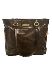 Coach Vintage Gallery Patent Leather Tote Shoulder Bag in Espresso Brown