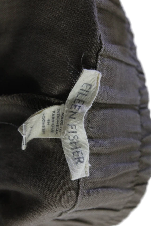 Eileen Fisher Womens Cropped Organic Linen Pants Brown Bohemian Size XL - Image 4 of 4