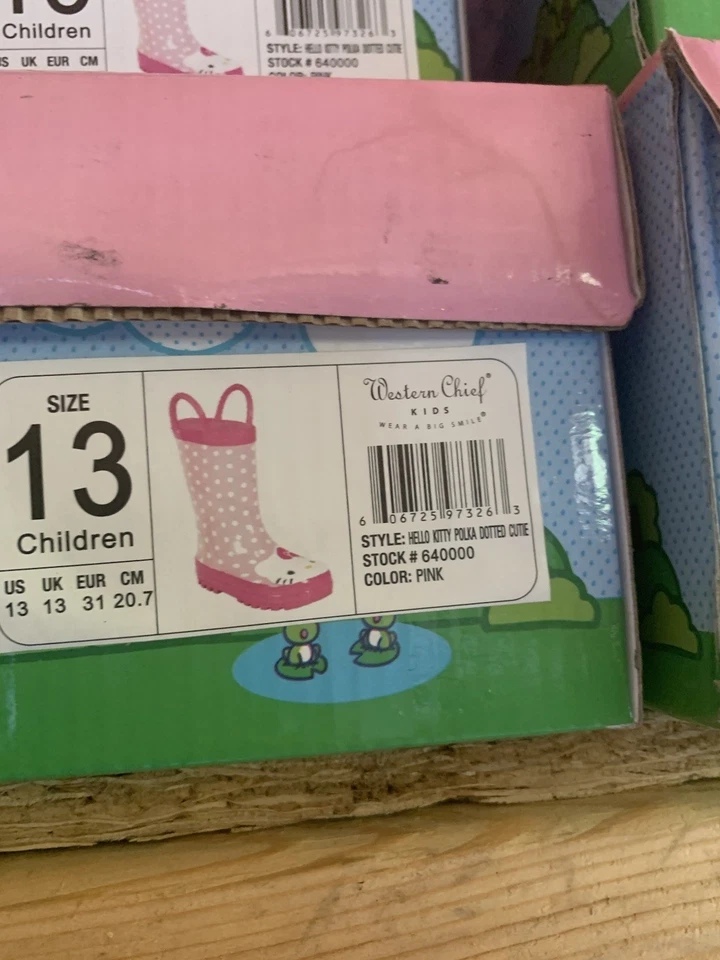 Western Chief Girl's Waterproof Rain Boot Size 13 Hello Kitty Pink 640000 Read - Image 2 of 4