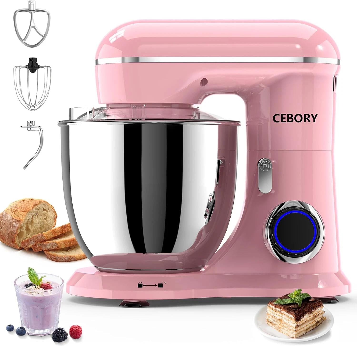 3-in-1 Stand Mixer 6.5QT 660W 10-Speed w/ Dough Hook Whisk Beater