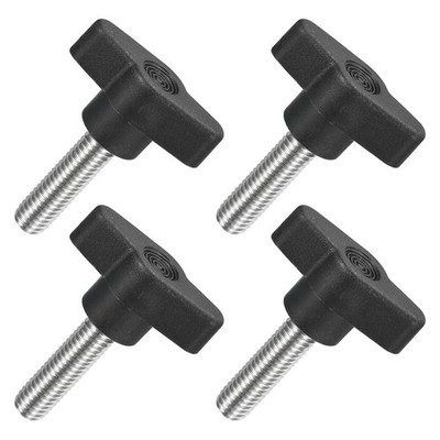 4Pcs Tee Wing Knobs Thumb Screws, M8 x 30mm Clamping Screw Knob 36mm Dia., Black