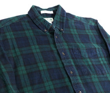LL Bean Scotch Plaid Flannel Shirt Mens Large Traditional Fit Button Down Green