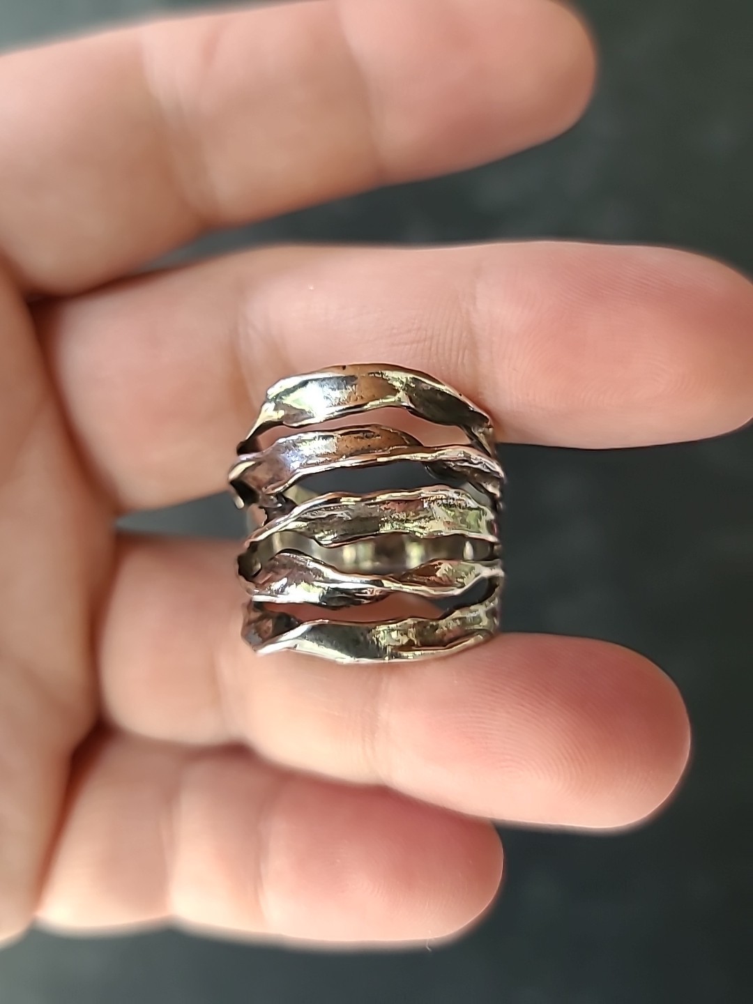 925 Sterling Silver Twisted Statement Ring, SIZE … - image 1