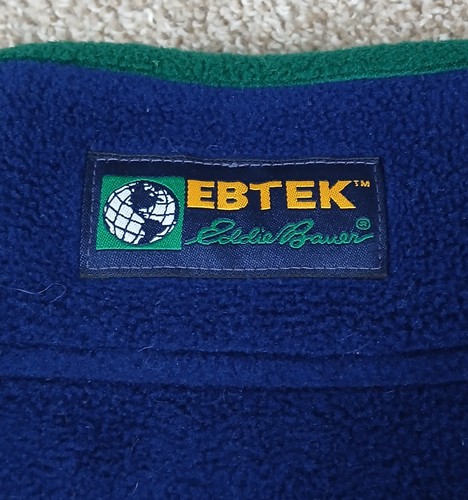 Vintage Eddie Bauer Ebtek Fleece Vest Striped Full Zip Mock Neck Mens Large - Picture 5 of 6