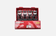 HUSKY RATCHET TIE-DOWN STRAPS 4-PACK 1 in. x 12 ft. Quick Release Hook 1500 lbs.