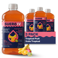 Suero I.V. Electrolyte Drink, Tropical Fruit Flavor 33.8  fl  oz -Hydrate 3-Pack 