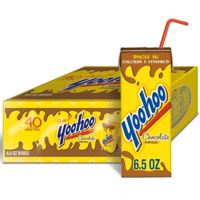 Yoohoo Chocolate Flavored Drink, 6.5 fl oz Boxes 40 Pack, Ready to Drink, Caf...