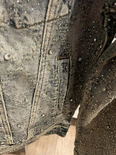 KINDRED Men’s Blue Rhinestone Trucker Jacket Small Button Front Pockets Short image 5