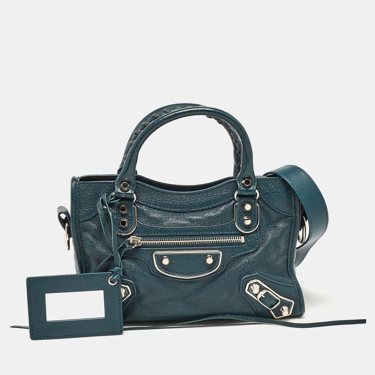 バッグ 00s BALENCIAGA leather mini Boston bag Balenciaga Blue Leather Mini Metallic Edge Classic City Bag