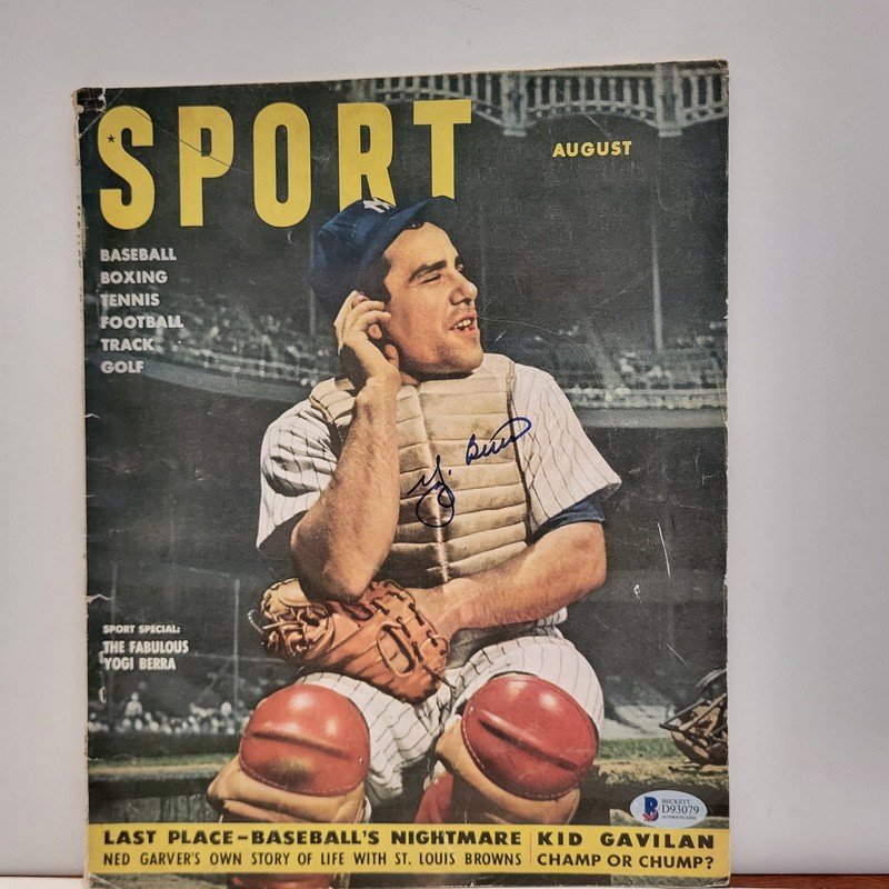NY Yankees Yogi Berra Signed Intact Aug. 1951 Sport Magazine- JSA And Beckett