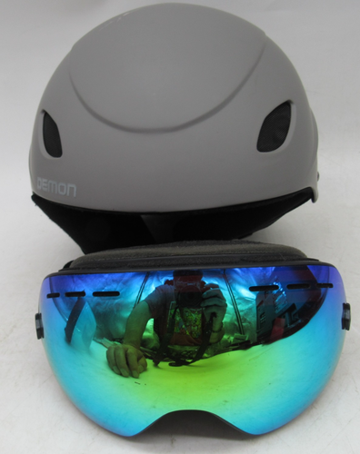 Demon SK-517 Snow Sport Helmet 58-61 cm Brain Teaser Audio& Ski Boarding Goggles - Picture 3 of 14