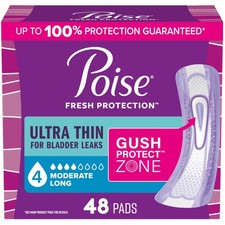 Poise Ultra Thin Incontinence  Postpartum Pads for Long Length, White