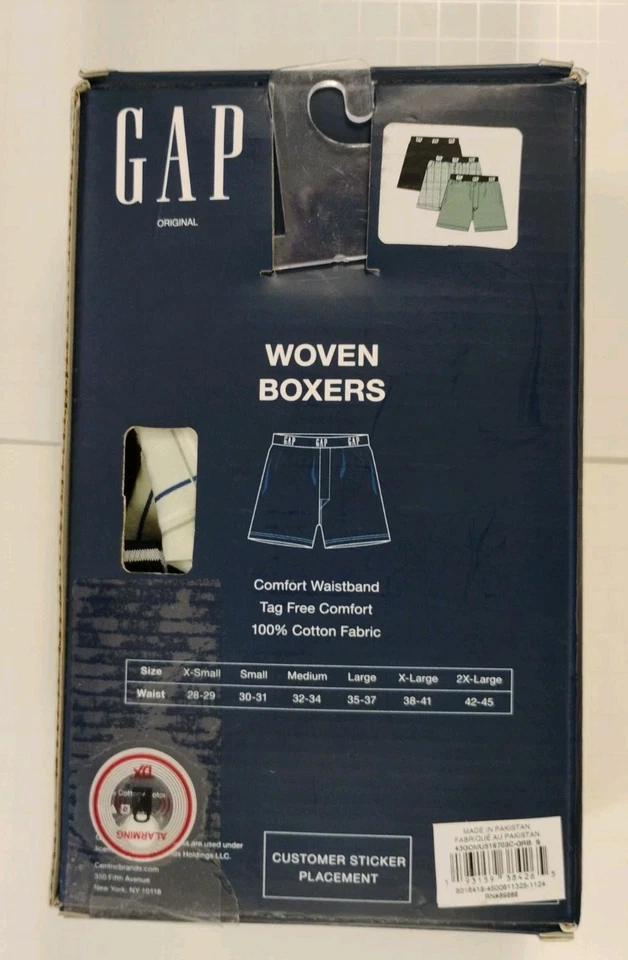 GAP Original-Nuevo-Boxers Tejidos Hombre 100% Algodón-Paquete de 3-Multicolor-Talla S Foto 2 de 3