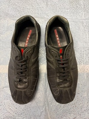 Prada Linea Rossa America's Cup Sneakers Black Leather Suede Men US 6.5