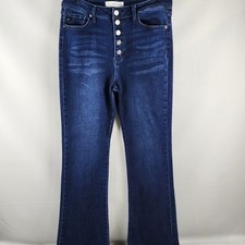 KanCan Jeans Women 13/30 Glenview High Rise Blue Bootcut Exposed Button Fly