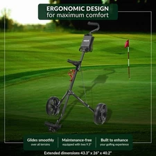 CaddyTek 2-Wheel Golf Pull Cart – Foldable, Lightweight, Mesh Bag, Drink Holder