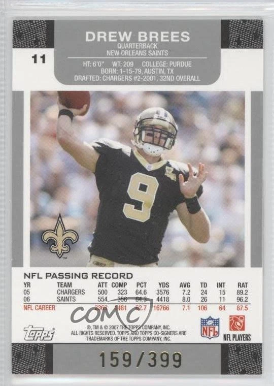 2007 Topps Co-Signers Red Changing Faces Gold /399 Drew Brees Reggie Bush #11 - Image 2 of 2