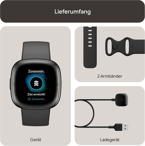 Smartwatch Google Fitbit Sense 2 czarny - uszkodzony, przedmiot naprawczy - Zdjęcie 4 z 4