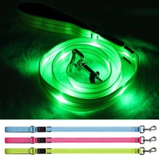 Led Light Up Dog Leash - 4 Ft Rechargeable Waterproof Nylon Reflective With P...