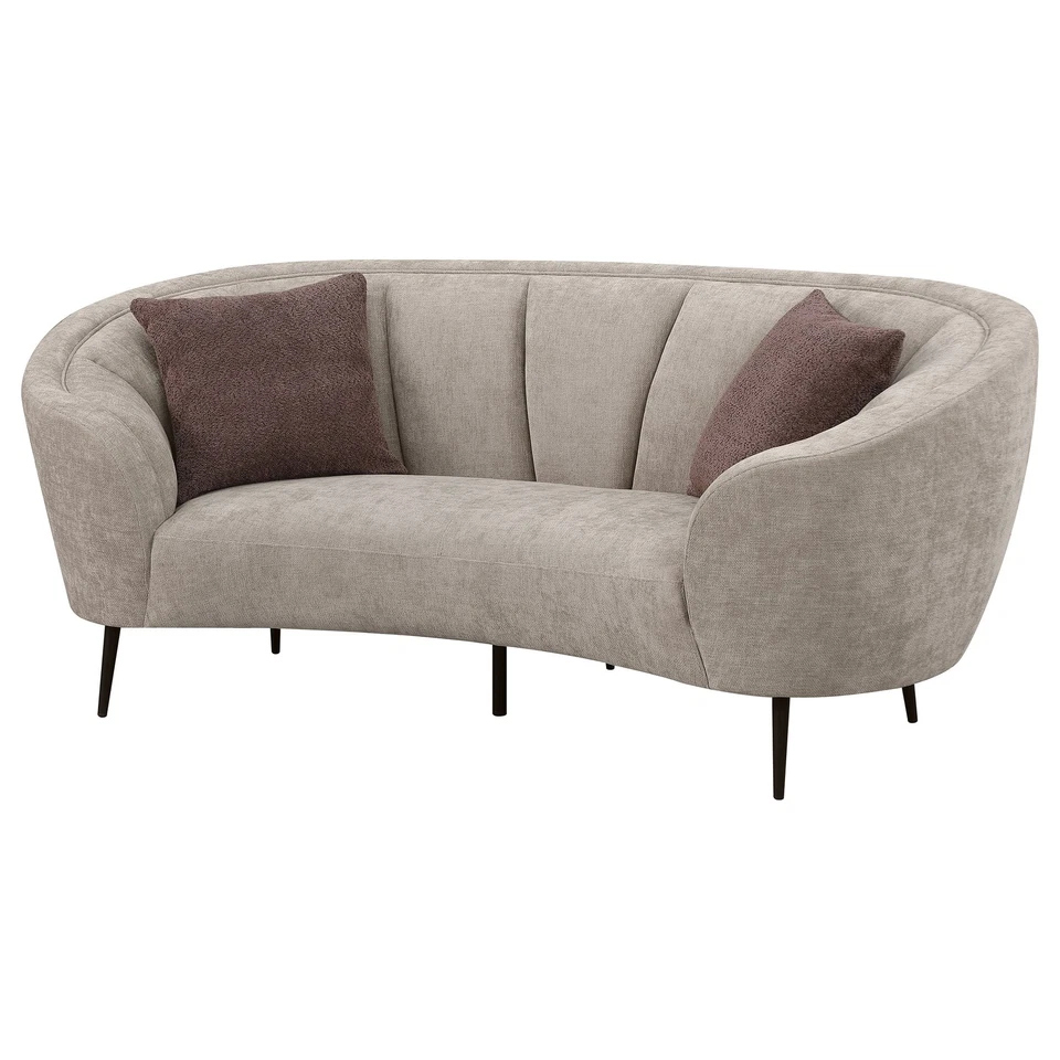 Sofá loveseat curvo con respaldo de canal tapizado de tela Coaster Ellorie beige Foto 4 de 4