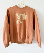 PINK Victoria s Secret Brown Logo Graphic Crewneck Fleece Sweatshirt S