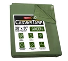 20' x 30' Green Canvas Tarp 12oz Heavy Duty Water Resistant