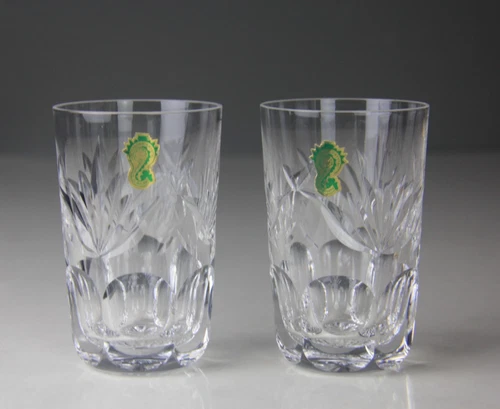 Pair of Vintage Waterford Crystal Ashling Pattern 10 oz Flat Tumblers 4 5/8"