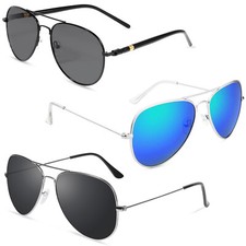Premium Military Style Classic Aviator Sunglasses, Polarized, 100 UV Protection