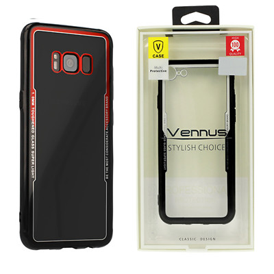 SCHWARZ - ROT FÜR Samsung Galaxy S8 Vennus GLAS SUPER LIGHT 1.0 mm Schale Schutz