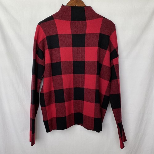 Tommy Bahama Womens XL Sweater Mock Neck Pullover Buffalo Plaid Red Black - Picture 2 of 8