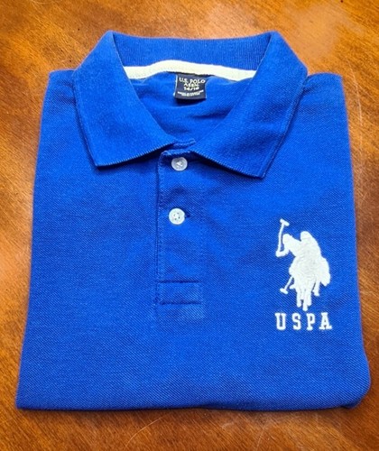 U.S. Polo ASSN Boy's Blue Short Sleeve Polo Shirt White Big Pony #3 Size 14/16 L - Picture 2 of 9