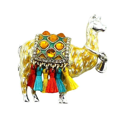 Napier Llama / Alpaca Pin Brooch Enamel w Jewels Thread Tassels NEW w Box VHTF