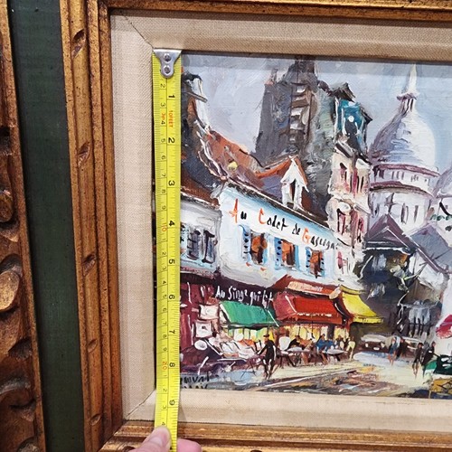 Oil Painting Place Du Tartre In Handcarved Wooden Frame - Picture 9 of 12