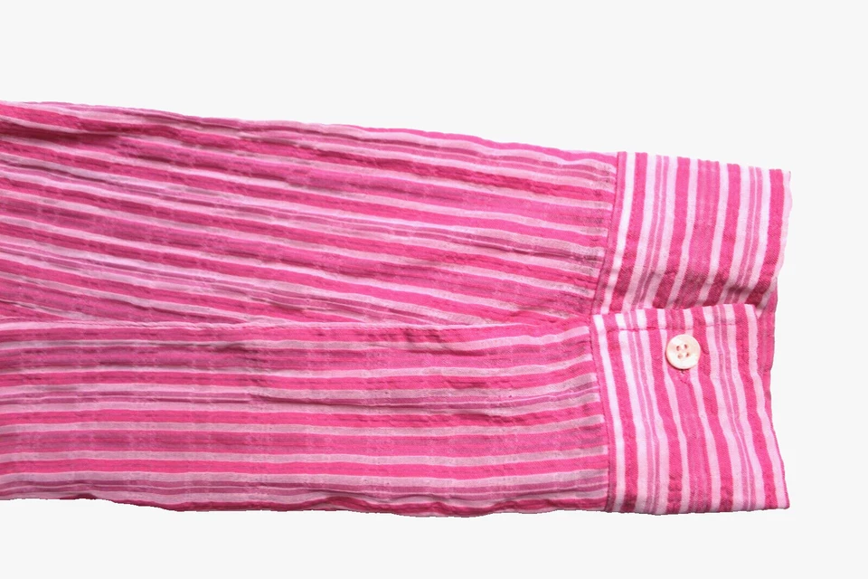 BLUSA NINE & CO feminina tamanho 8 listra branca rosa listra enrugada manga longa - Imagem 4 de 4