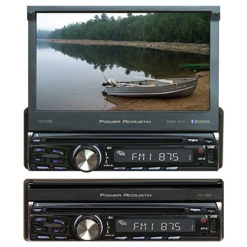 Power Acoustik 7" Flip Down Bluetooth Single Din Touch Screen Monitor DVD Player