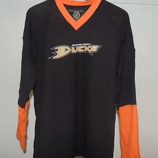 NHL Anaheim Ducks Long Sleeve Hockey Jersey Shirt New Mens Size MEDIUM