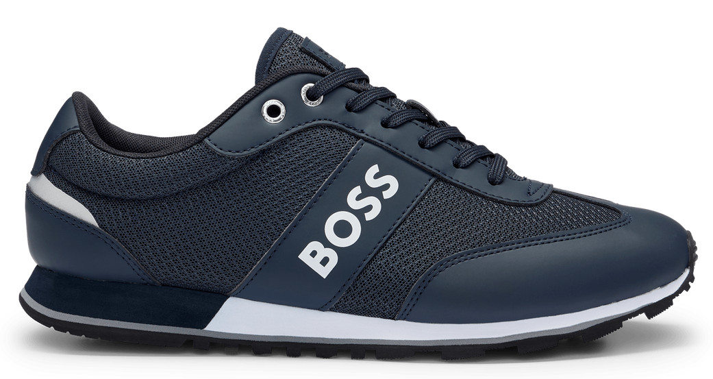 HUGO BOSS &dollar;199 Men&apos;s PARKOUR RUNN MEMX Sneakers 7-13 Shoes AUTHENTIC NAVY BLUE
