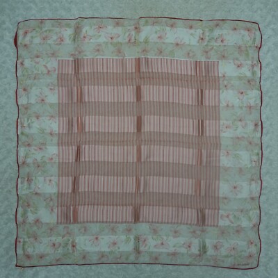 JUN ASHIDA Ivory Pink Silk Scarf Scarves 30'' X 30'' O361