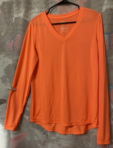 DANSKIN NOW Womens Semi Fitted Pullover Top Shirt Long Sleeve V Neck Sz L - 第 1/11 張圖片