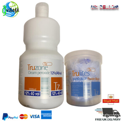 Truzone Creme Peroxid 12% 40 Vol 1L & Trulites Rapid Blue Pulver Bleichmittel 500g