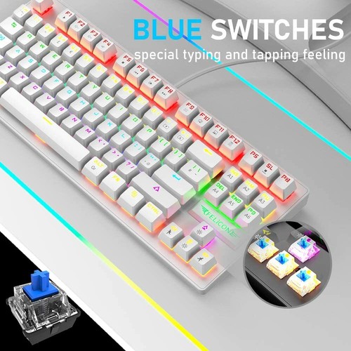 US Wired Gaming Keyboard Mechanical 88 Keys Blue Rainbow Backlit For PC Mac PS4 - Picture 8 of 16