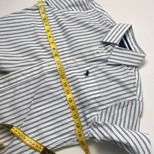 Abercrombie New York Boys XL 20" Chest Long Sleeve Striped Shirt Blue - Picture 22 of 23