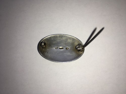 SPILLA SPILLA OVALE SMALTATA GUILLOCHÉ ARGENTO E LIMONE VINTAGE anni 30-40 - Foto 4 di 4